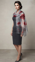 Corsica (Gray with Red Flowers) Scarf
