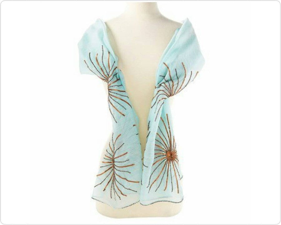 Sunburst Silk Wool Handmade Scarf (HES-282T)
