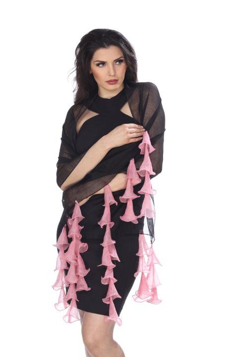Hanging Tulips (Black and Pink) Scarf