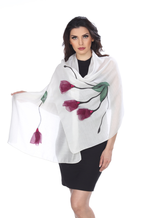 Purple Lily (White and Purple) Scarf