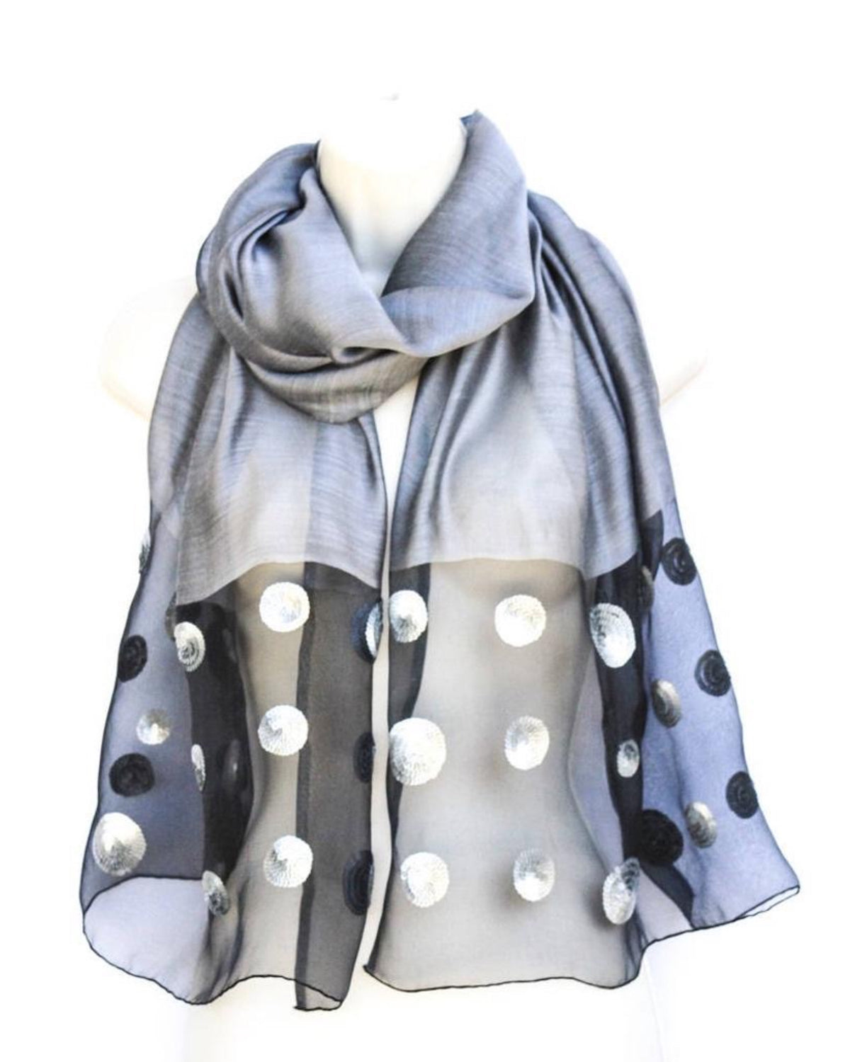 Loulou (Gray with Silver Dots) Scarf
