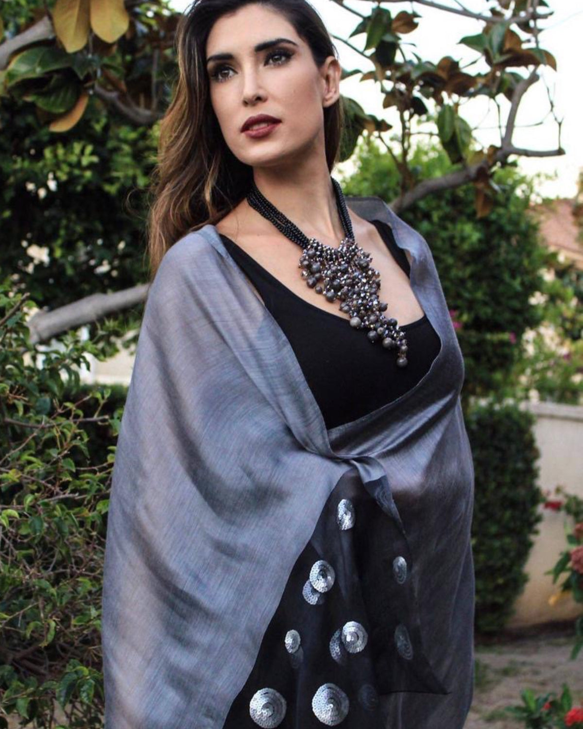 Loulou (Gray with Silver Dots) Scarf