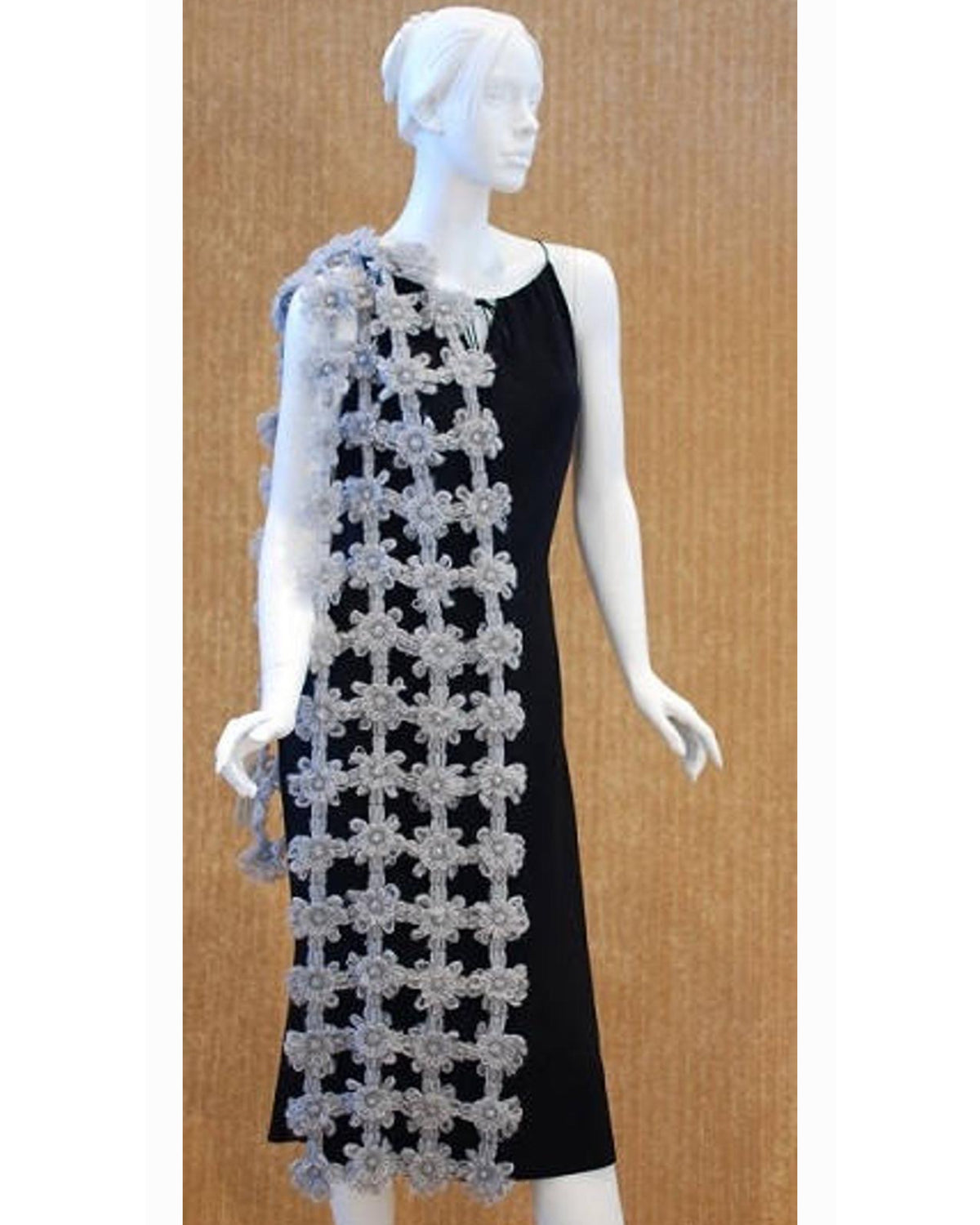 Small Flowers and Handset Rhinestone Handmade Scarf