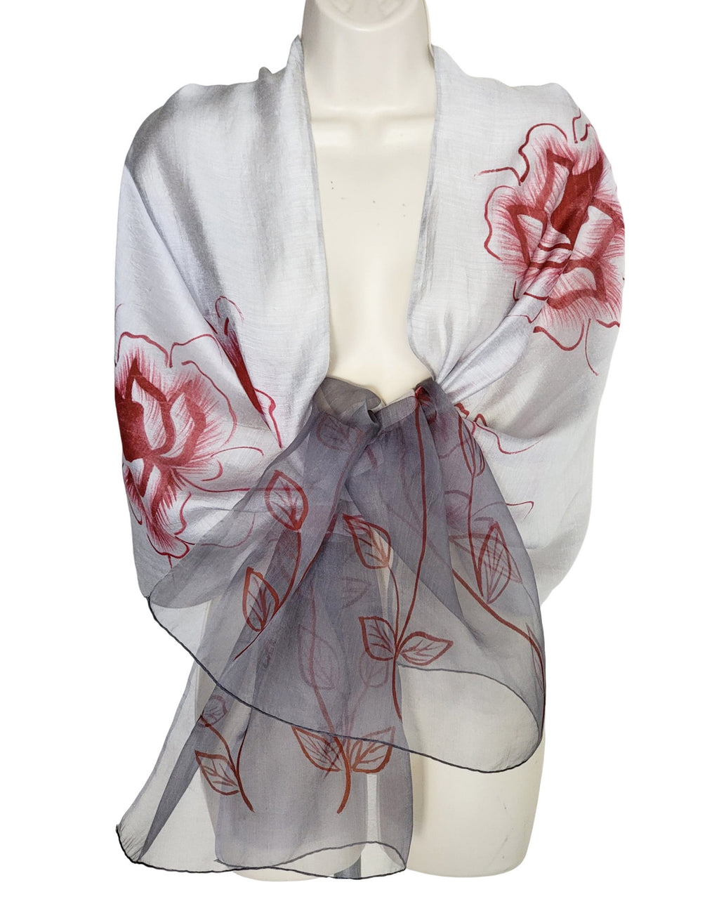 Corsica (Gray with Red Flowers) Scarf