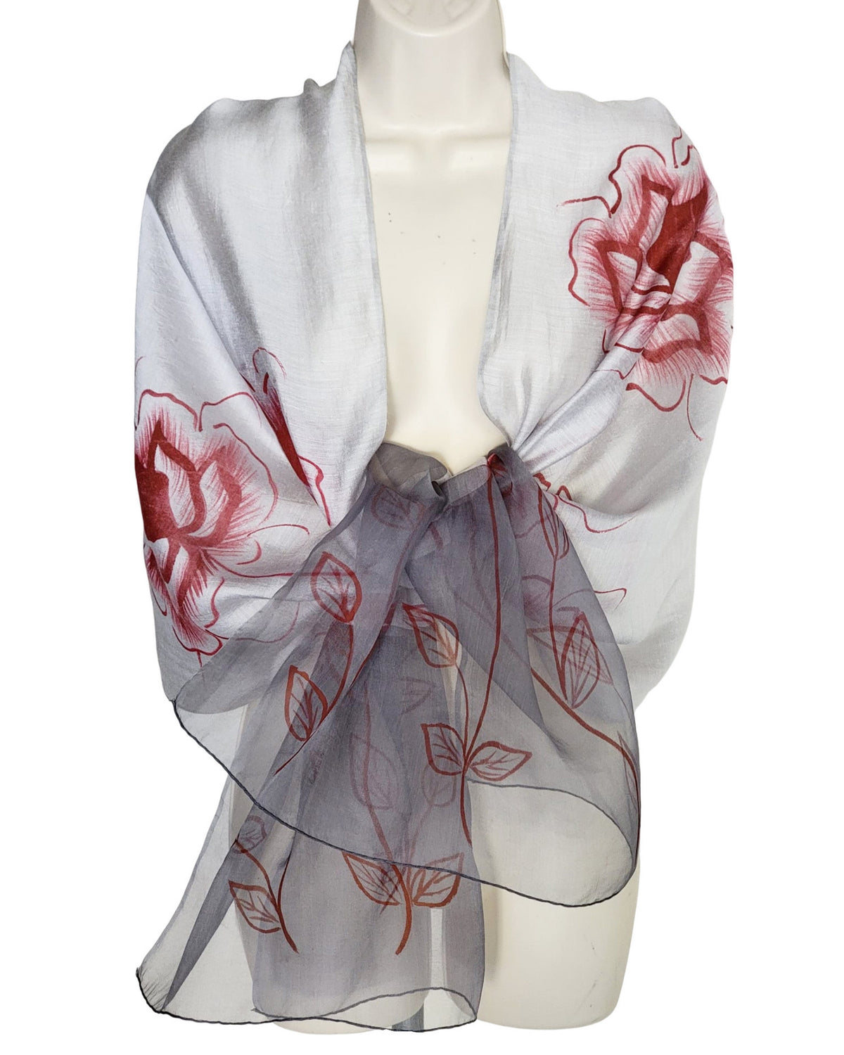 Corsica (Gray with Red Flowers) Scarf