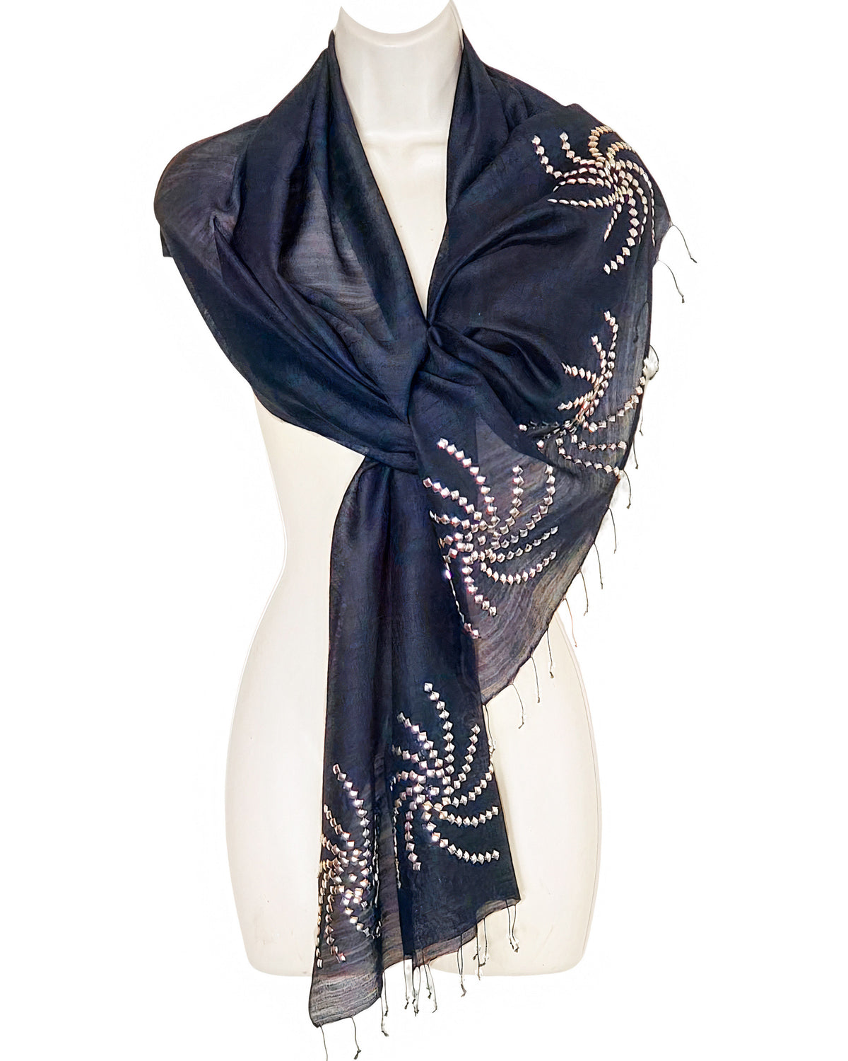 Starry Night (Black with Silver Studs) Scarf
