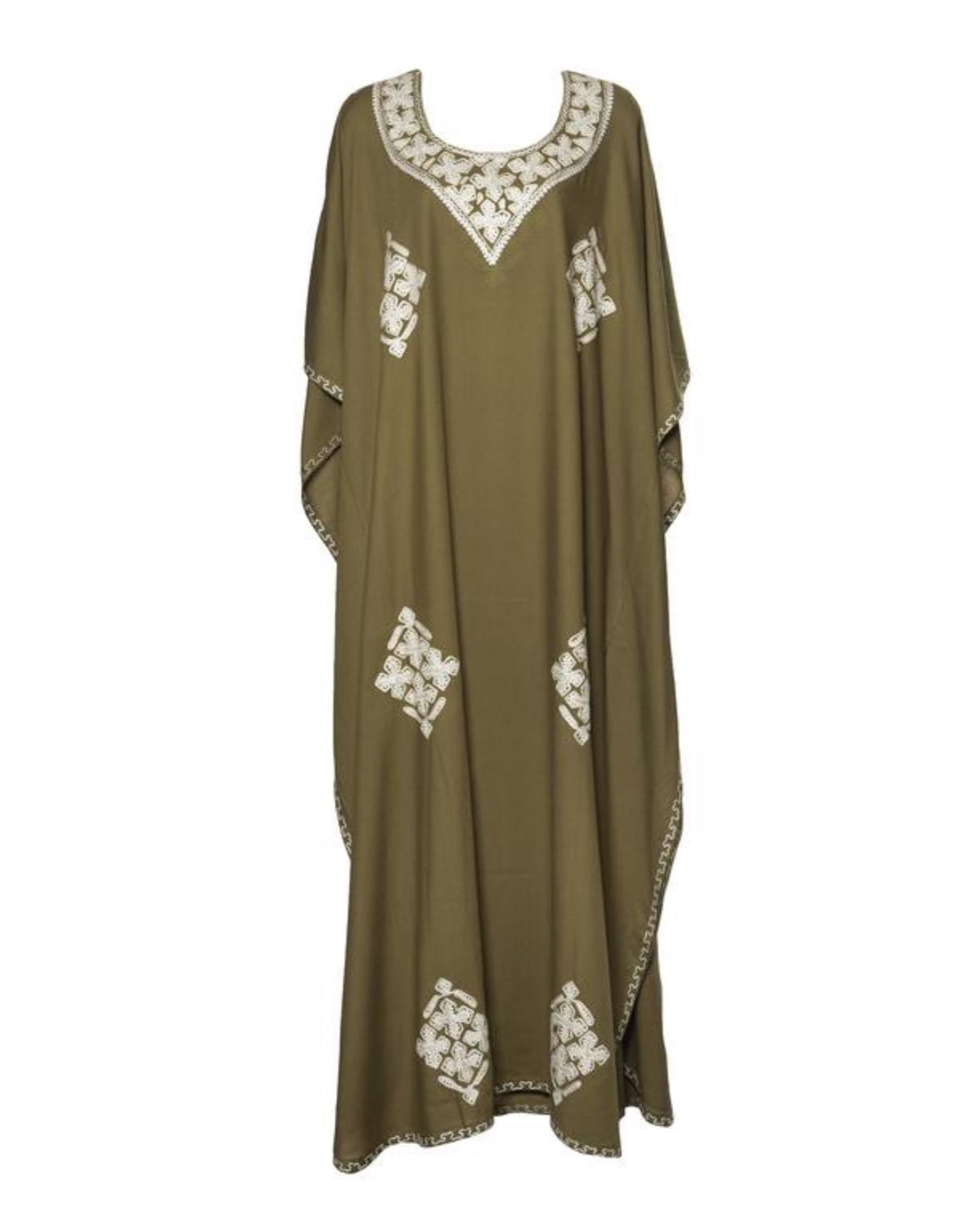 Kaftan Dress (Mocha with White Flowers)