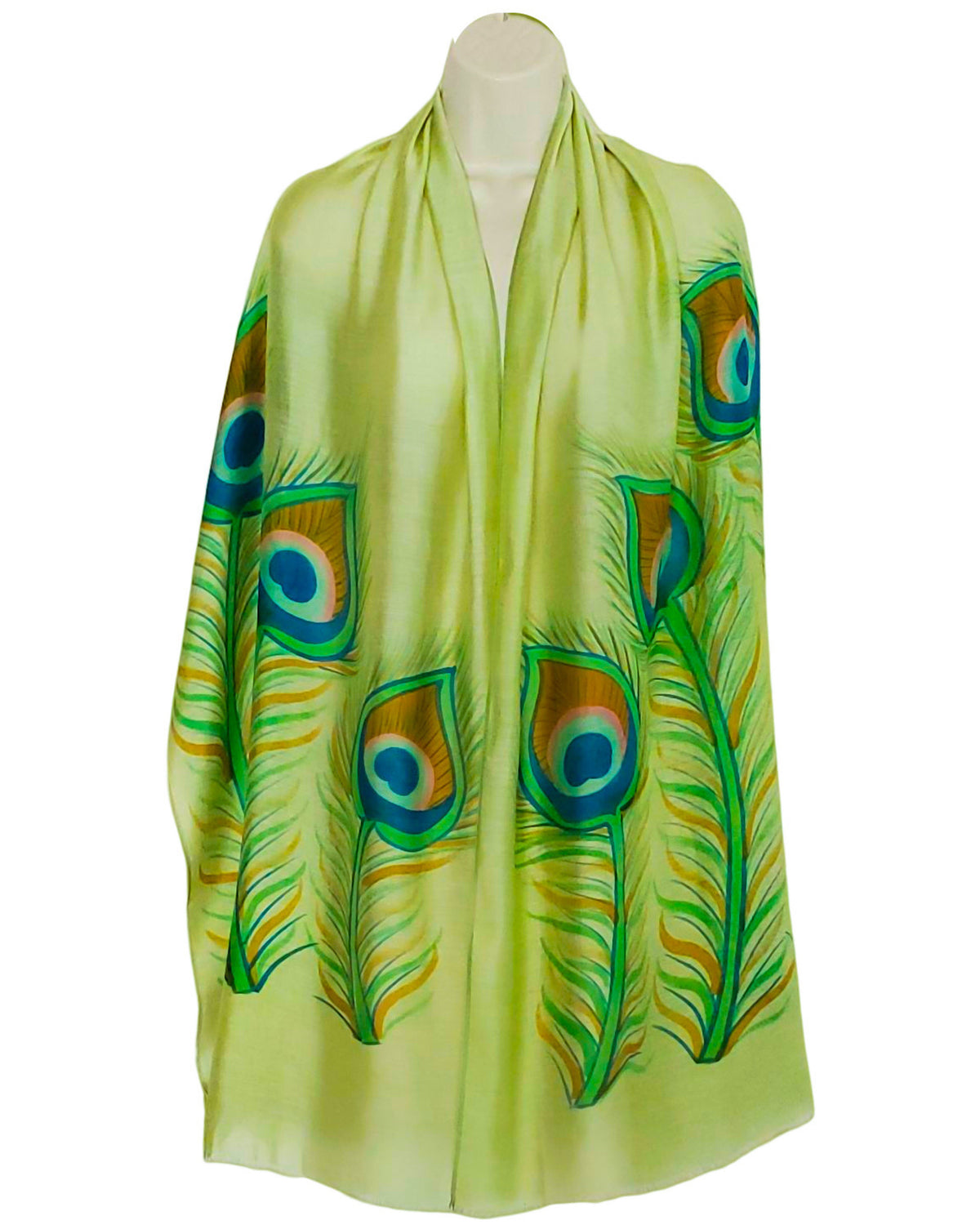 Peacock (Green Hand Painted) Scarf